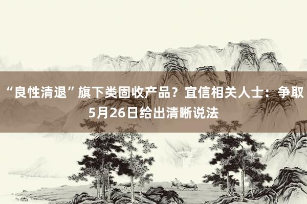 “良性清退”旗下类固收产品？宜信相关人士：争取5月26日给出清晰说法