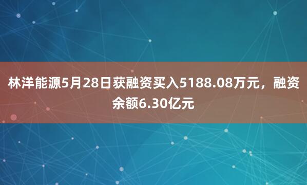 林洋能源5月28日获融资买入5188.08万元，融资余额6.30亿元