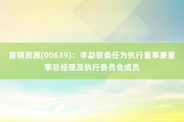 首钢资源(00639)：李勐获委任为执行董事兼董事总经理及执行委员会成员