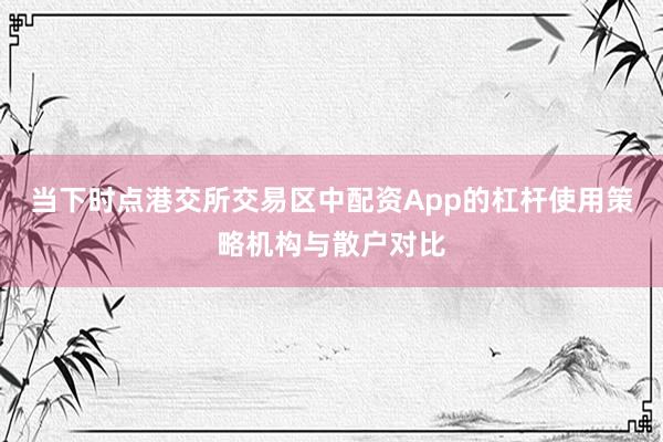 当下时点港交所交易区中配资App的杠杆使用策略机构与散户对比