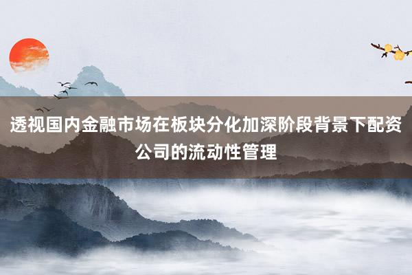 透视国内金融市场在板块分化加深阶段背景下配资公司的流动性管理