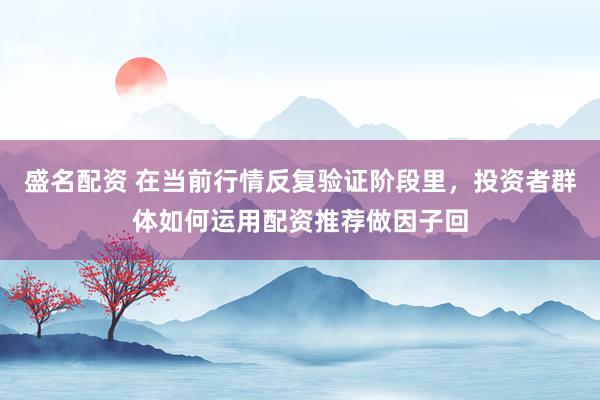 盛名配资 在当前行情反复验证阶段里，投资者群体如何运用配资推荐做因子回